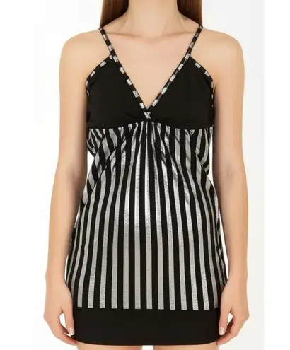 Pronto Women's Black Striped Spaghetti Strap Tank Top Size Small