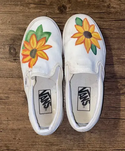 Vans White Slip On