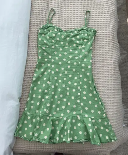 ZARA Green polka Dot Dress