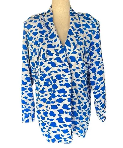 Vintage Stuart Lang Double Button Cardigan with Shoulder Pads Blue Size 6
