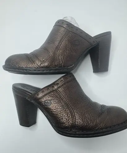 Born Bronze Leather Mules Size 6 Brown