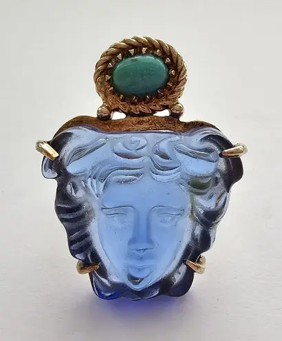 Tagliamonte Glass Medusa & Turquoise Cocktail Ring Statement Ring Medusa Head Blue
