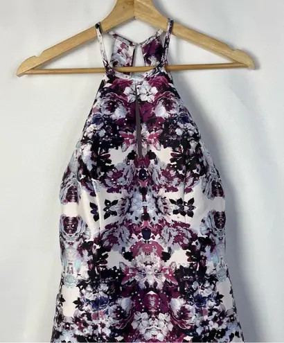 XScape Purple Floral Halter Mermaid Formal Prom Gown 8