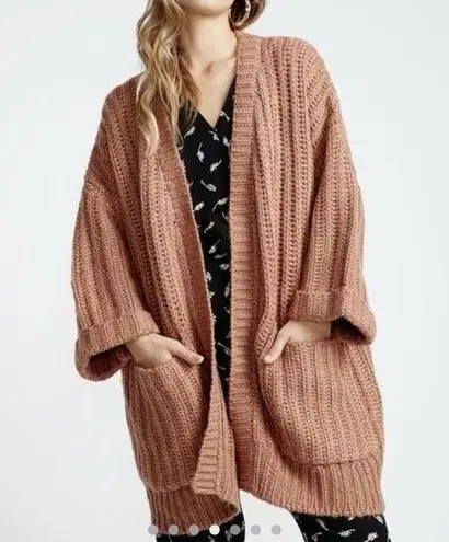 Free People Terracotta rust orange long chunky knit cardigan