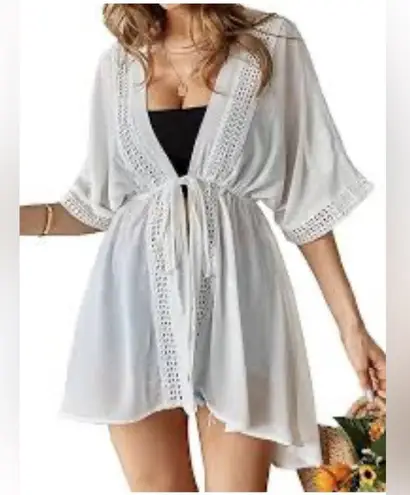 Elan Cover Up with Tie Front, Medium, White, $89