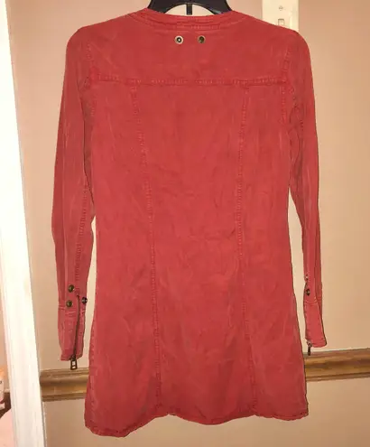 Pam & Gela Lace up Front Long sleeve Utility Dress Burnt orange XS/P