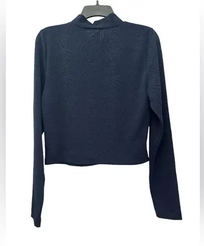 Babaton Aritzia Shapelace Mock Neck Top Size XL Blue Long Sleeve