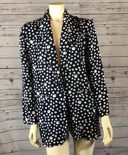 Vintage Studio by Michelle Stuart navy white Polkadot jacket & skirt size medium Blue