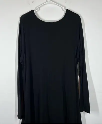 LUUKAA Long Sleeve Mesh Jersey Knit Lagenlook Dress Size 4 Black