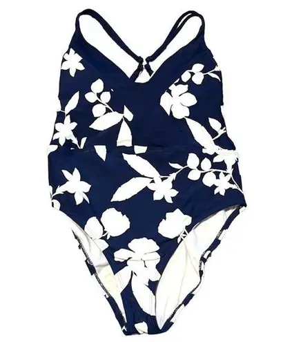 Cole of California Women’s Blue White Floral One Piece Swimsuit Retro Small