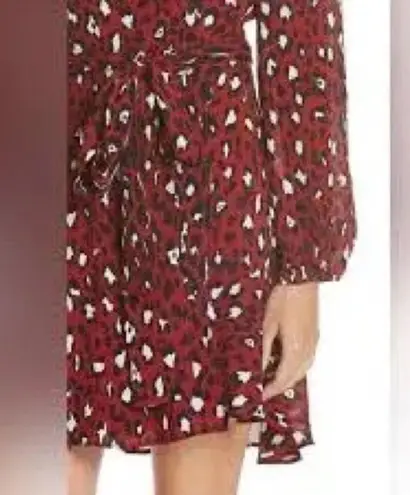 ALC Frank A.L.C. Red & Black Leopard Print Silk Mini Wrap Dress Size 4