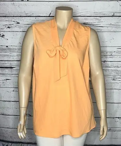 Kasper  NWT Size 3X Orange Blossom V-Neck Tie Detail Tank Top Blouse