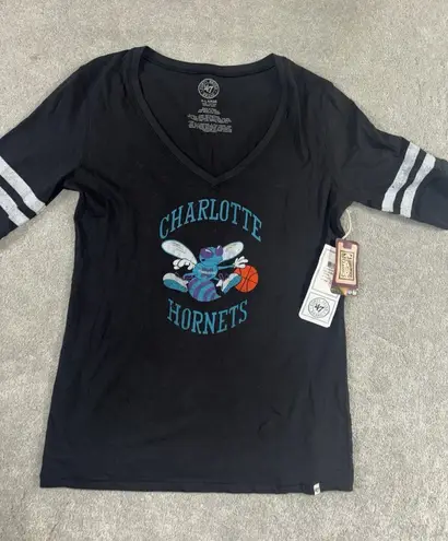 47 Brand Women's '47 Charlotte Hornets Basketball Baseball Style T Shirt NWT XL
