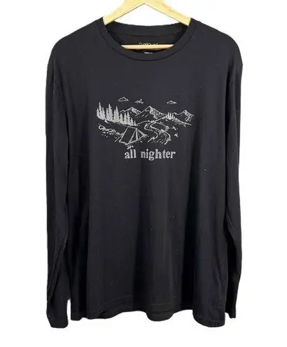 Cuddl Duds Black Camping Graphic Crew Neck Long Sleeve Lounge Shirt Womens Large