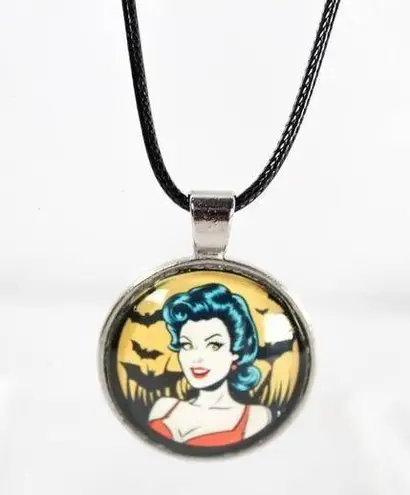 Handmade Retro Horror Bats & Pinup Charm Necklace – Limited Edition Gothic & Pinup Aesthe