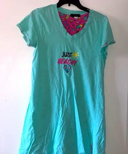 Just Beachy Sandals Pajama Gown Cotton Soft Medium Green