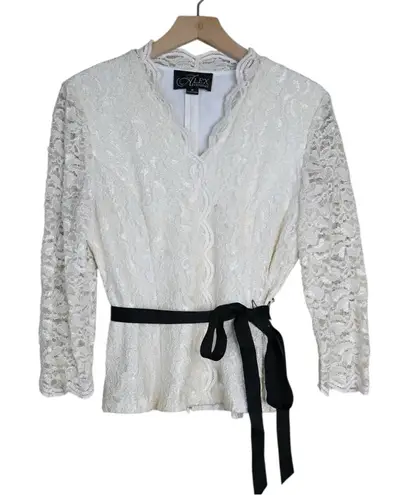 Alex Evenings Women's M White Lace Evening Blouse