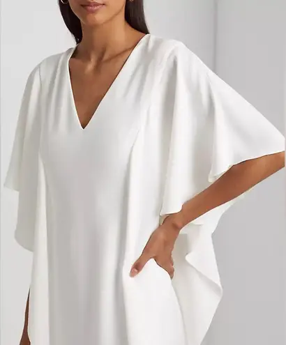 Ralph Lauren Lauren  Georgette Caftan Gown, White Size 10, New w/Tag Retail $325