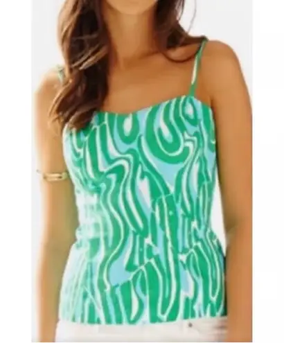 Lilly Pulitzer  McCallum Finders Keepers Top Size 0 Blue Green Zip Tie Back