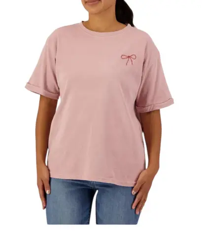 C & C California Lasso Bow Girlfriend TShirt Women L Cottagecore Coquette Pink Size L