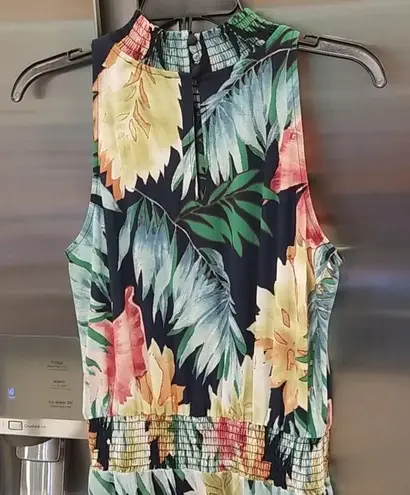 Veronica M ππ Smocked Waist Halter Maxi Dress Floral