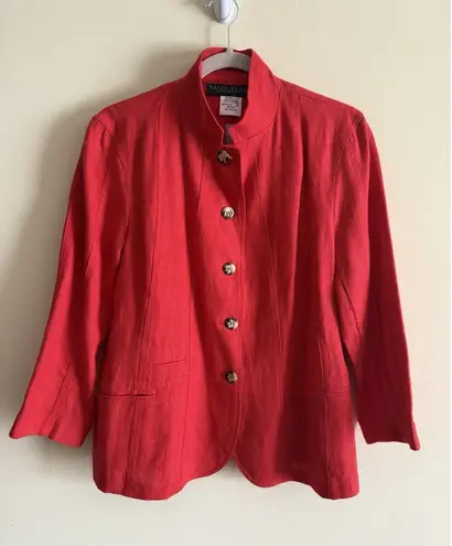 Harvé Benard Harve Bernard Red 100% Linen Blazer 10 Womens NWT Coastal Grandma Lightweight - Image 1