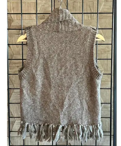 Dollhouse Womens Faux Fur Vest Sz Brown Braided Knit Fringe Hippie Boho