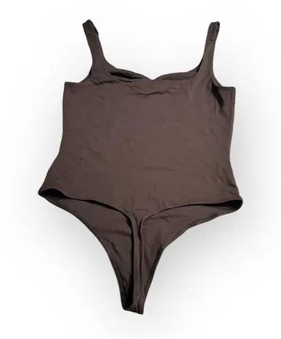 Babaton Aritzia Tank Bodysuit Women's Large Brown Ruched Contour Sweetheart