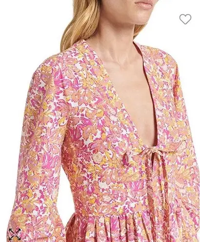 Vanessa Bruno Theis Cotton Three Quarter Sleeve Floral Fuchsia Dress *altered*