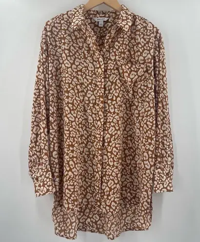 Nine West  Button Down Shirt Size Large Animal Print Business Casual Office Work