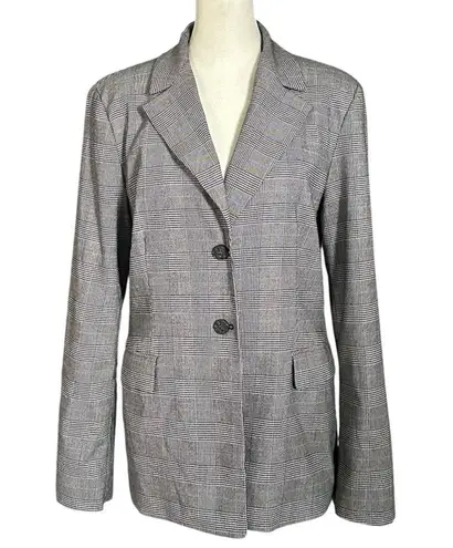 Michael Michael Kors 2 Button Lined Checker Pattern Career Blazer Black White 10