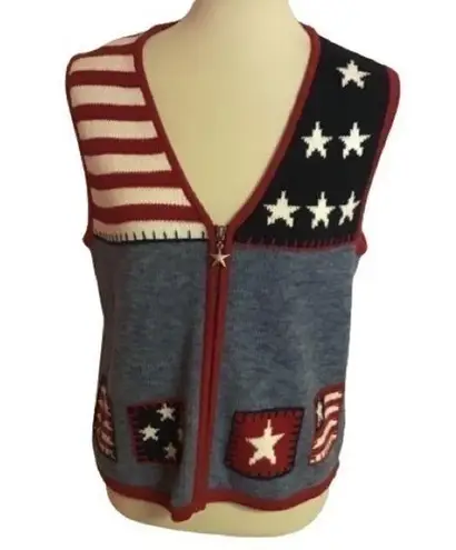 Retro Y2K stars n stripes sweater vest Blue