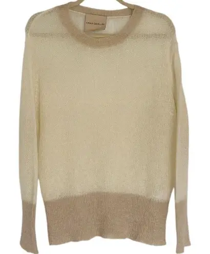 Erika Cavallini Italy Cream Tan Lightweight Crewneck Sweater Size Medium
