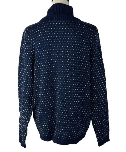 Karen Scott Medium Tight Knit Sweater Turtleneck Long Sleeve Stretch Navy Blue