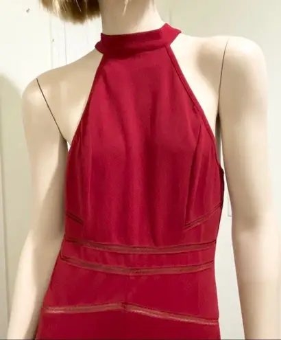 Privy Burgundy Wine Halter Long Gown Dress L