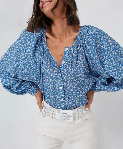 EMERSON FRY Pablo Flowers Frances Blouse Medium Blue