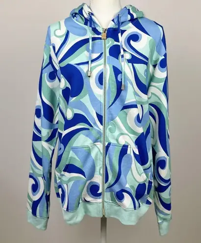 Hill House Allie Zip Up Sweatshirt Hoodie Kaleidoscopic Beach Blue Fleece S NWT