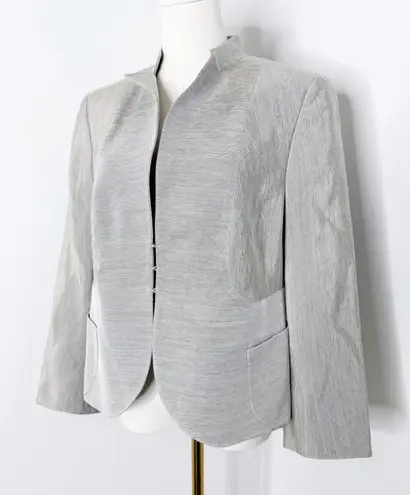 Akris for Bergdorf Goodman Blazer Jacket – Light Gray Pinstripe – Size 12