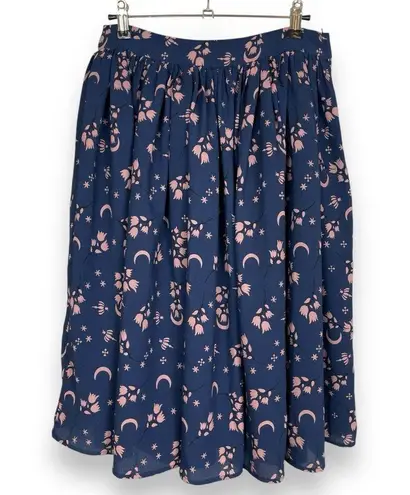 Collectif London Skirt Jasmine Moonflower Floral Blue Size Small 6 A