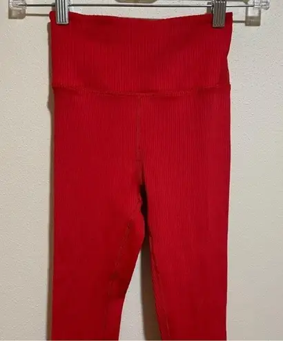 Carbon 38 Ribbed 7/8 Leggings Red Size XS