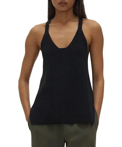 Helmut Lang Black Ribbed Knit Racerback Tank Top