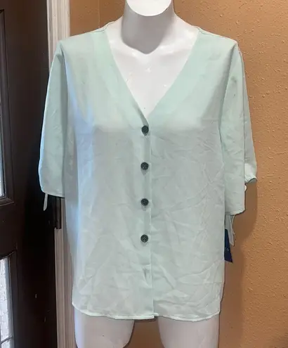 Apt. 9  mint green button up short sleeve shirt nwt - Image 1