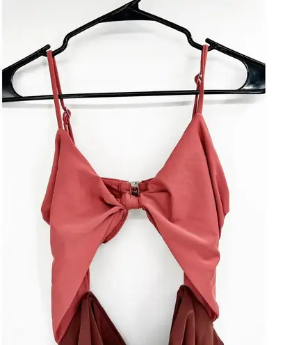 Veronica Beard Aniston Two Tone Twist Front Cut Out Rose One Piece Swimsuit XL