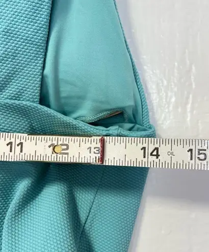 Eberjay NWT Eberjey Vivian textured pique deep V swimsuit ocean blue Large