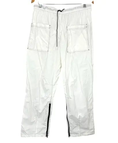 FP Movement Free People White Track Pants Cargo Pockets Zipper Ankle Drawstring Size L