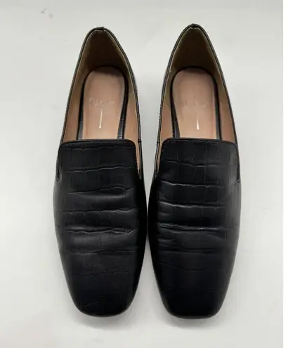 Linea Paolo Missy Black Leather Slip On Square Toe Loafers Women’s Size 7