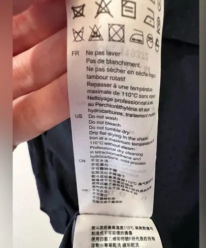 Sandro Paris Navy Blue Asymmetrical Polka Dot Long Sleeve Shirt Dress Size M