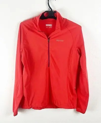 Marmot Orange Lightweight Long Sleeves Half Zip Pullover, Size Medium