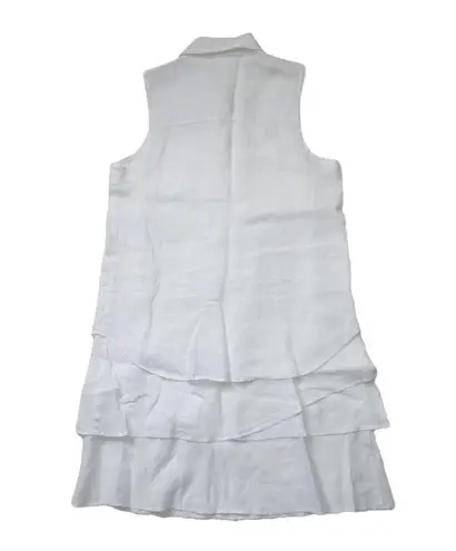 NWT Finley Sleeveless Jenna in White Linen Sleeve Button Down Shirt Dress L Size L