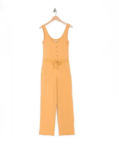Faherty Terra Organic Cotton Jumpsuit in Taffy Yellow Size Medium NWT
